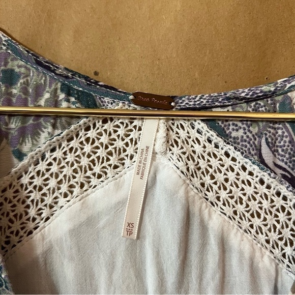 Free People | Rain Or Shine Lace Up Mini Dress Popover Floral Paisley Size XS - Picture 3 of 16